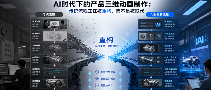 AI时代下的产品三维动画制作：传统流程正在被重构，而不是被取代