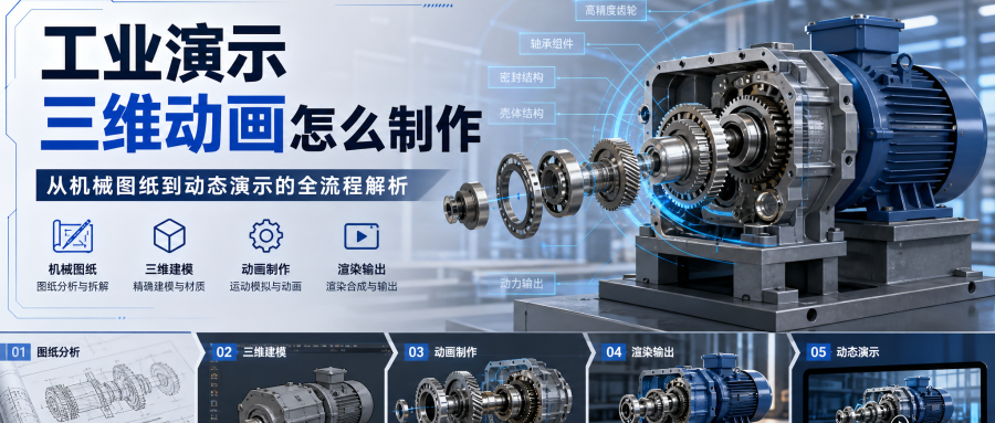 工业演示三维动画怎么制作？从机械图纸到动态演示的全流程解析